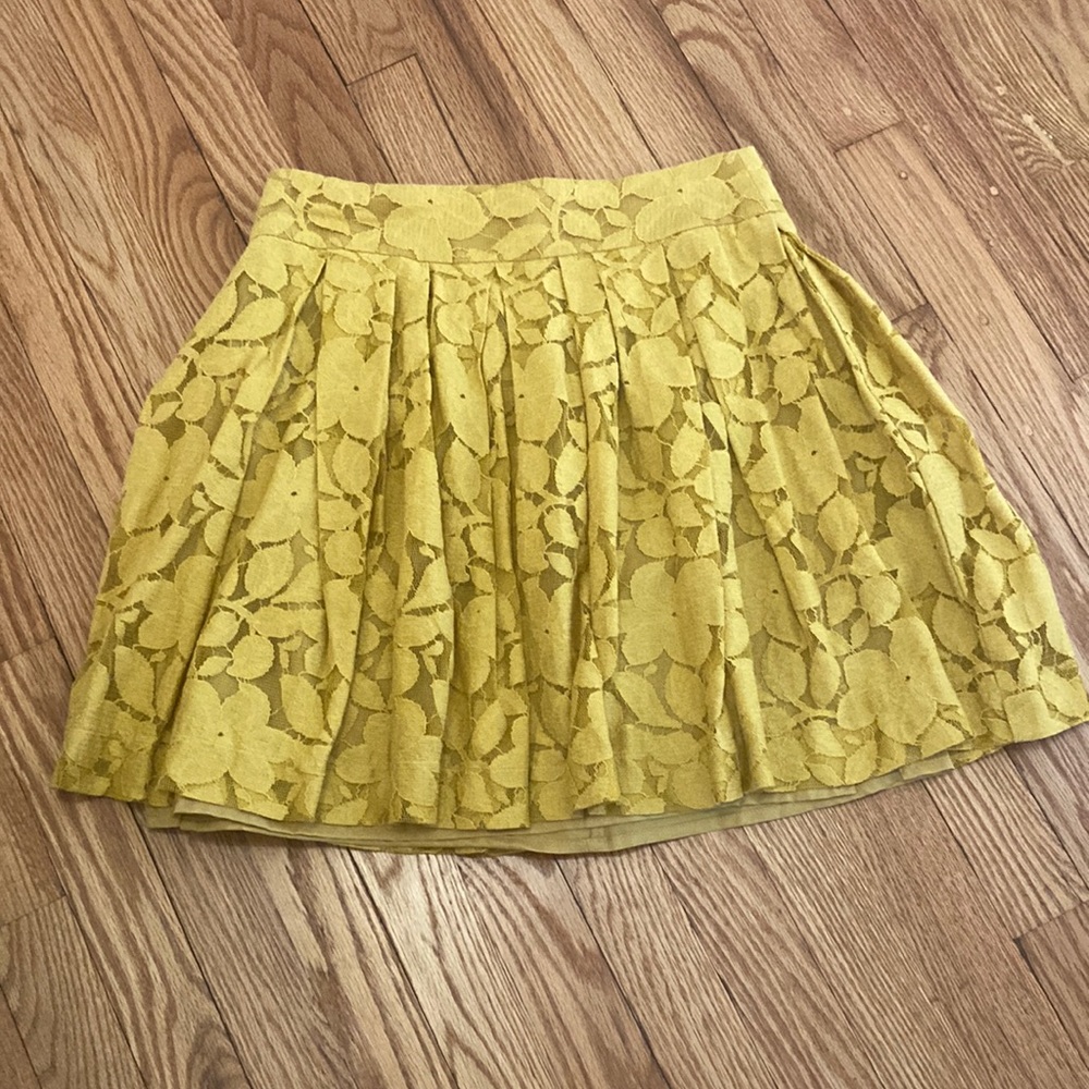 LOFT Yellow Lace Mini Skirt